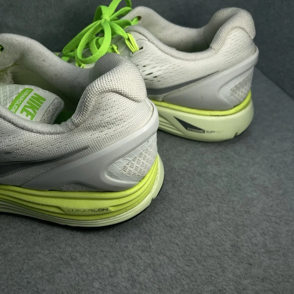 Nike Women Lunarglide 4 White Green 8.5 Running Cross Training Athletic Shoes